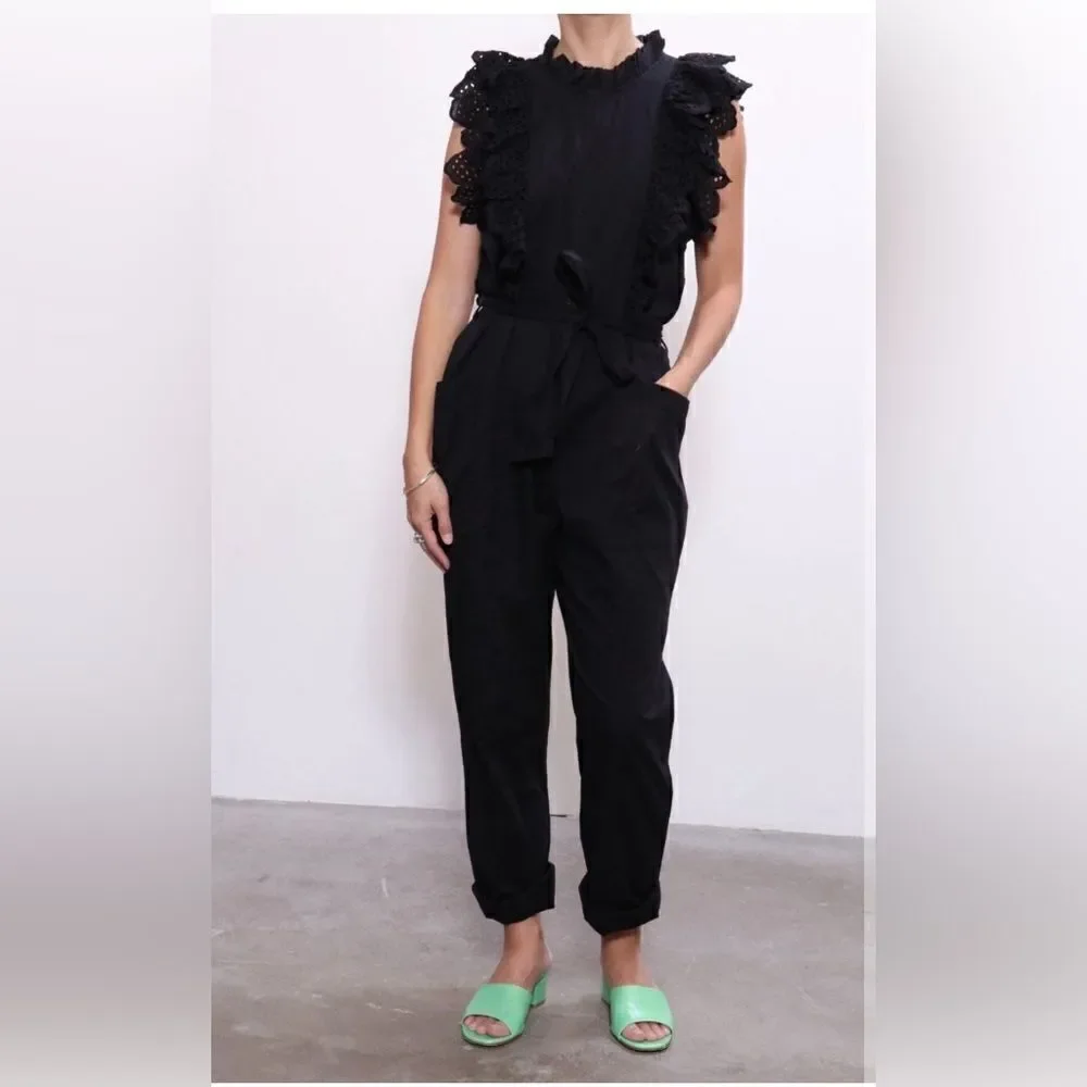 Apiece Apart Limon Eyelet Jumpsuit Black Size 4